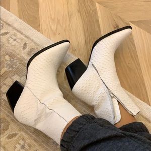 Matisse white python booties never been worn